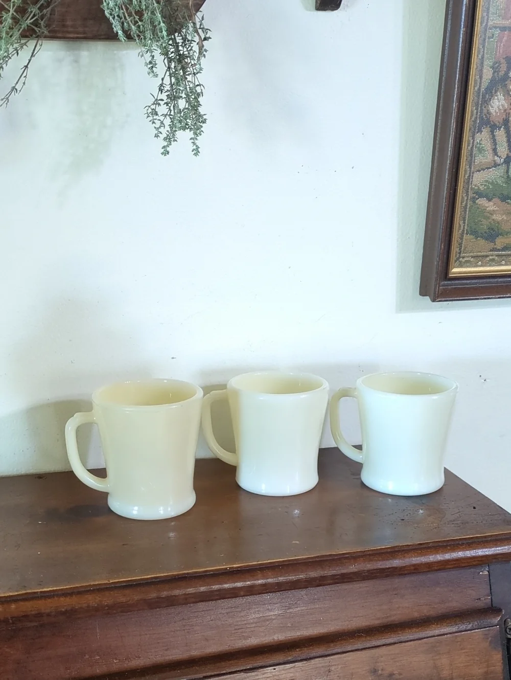 Vintage Fire King Milk Glass D-Handle Coffee Mugs - Set of 3 Antique Anchor Hock